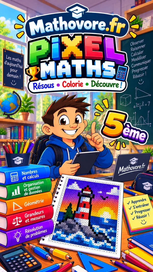 Couverture du livre Mathovore « Pixel Maths 5e » en PDF