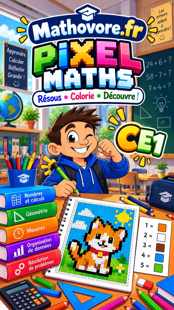 Couverture du livre Mathovore « Pixel Maths CE1 » en PDF