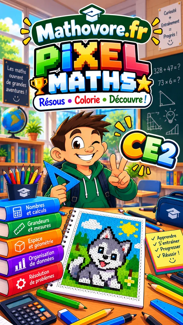 Couverture du livre Mathovore « Pixel Maths CE2 » en PDF