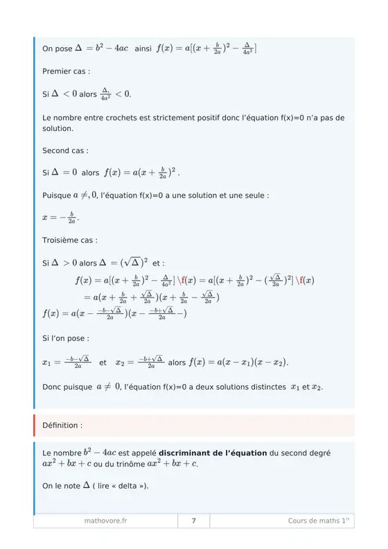 Page 8 du livre Mathovore « Cours de mathématiques 1re »