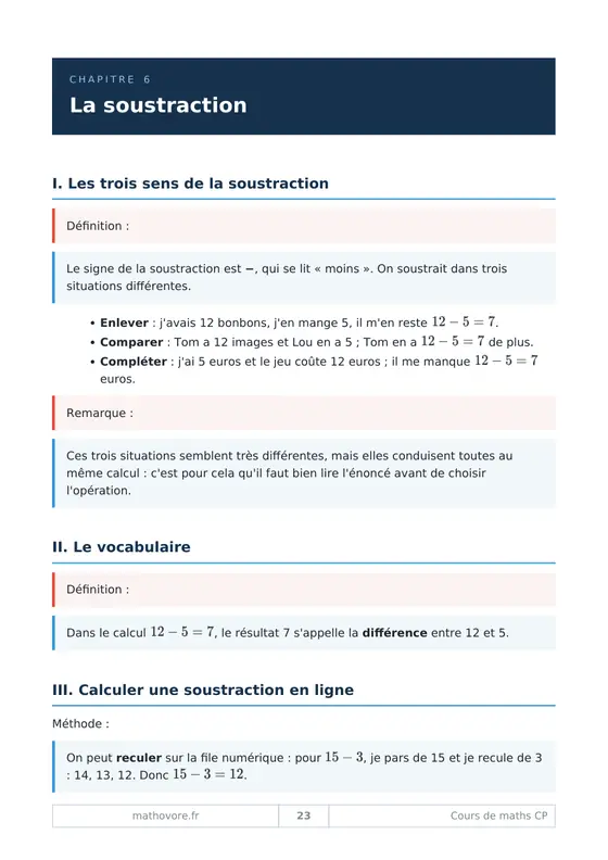 Page 24 du livre Mathovore « Cours de mathématiques CP »