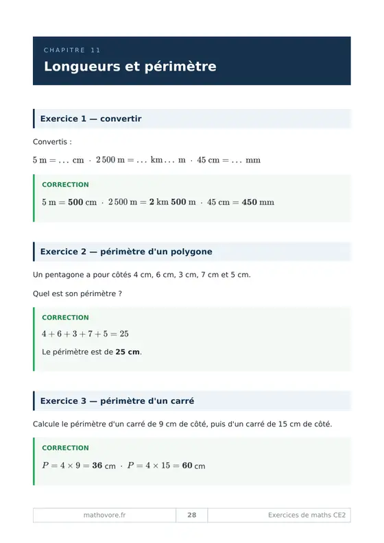 Page 29 du livre Mathovore « Exercices corrigés de mathématiques CE2 »