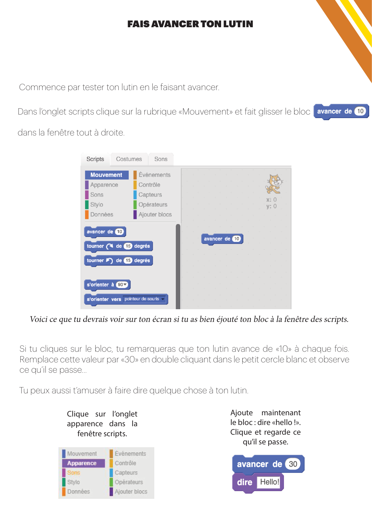Les blocs de contrôle de Scratch : répéter, si alors, attendre
