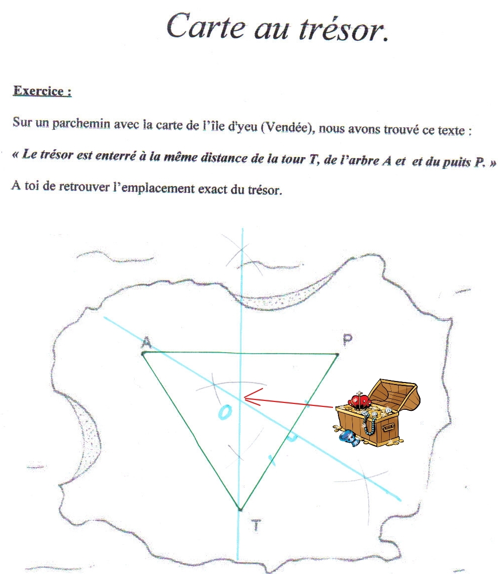 Mapa del tesoro y clave de respuestas en el triángulo.