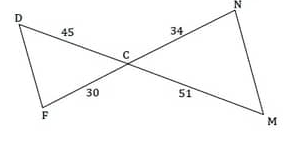 Configuration papillon de centre C avec CD = 45, CM = 51, CF = 30 et CN = 34 – Thalès en 3e