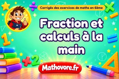 Fraction et calculs à la main  : corrigé des exercices de maths en 6ème en PDF