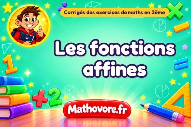 Les fonctions affines : corrigé des exercices de maths en 3ème en PDF