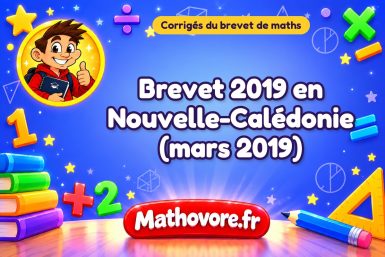 Corrigé du brevet de maths 2019 en Nouvelle-Calédonie (mars 2019)