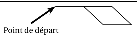 Le motif seul : depuis le point de départ indiqué par une flèche, un segment horizontal vers la droite prolongé par un parallélogramme situé en dessous de la ligne de départ