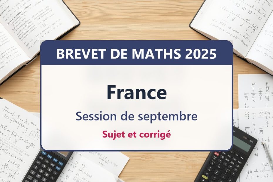 Brevet de maths 2025 en France (septembre) : sujet et corrigé