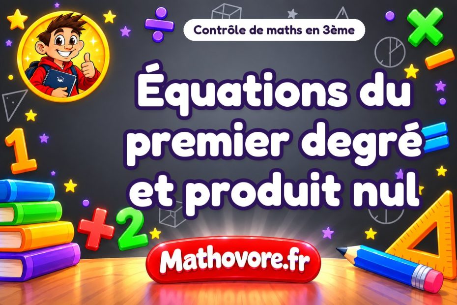Contrôle de maths 3ème : équations du premier degré et produit nul