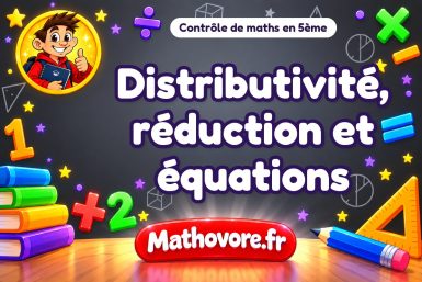 Contrôle de maths 5ème : distributivité, réduction et équations