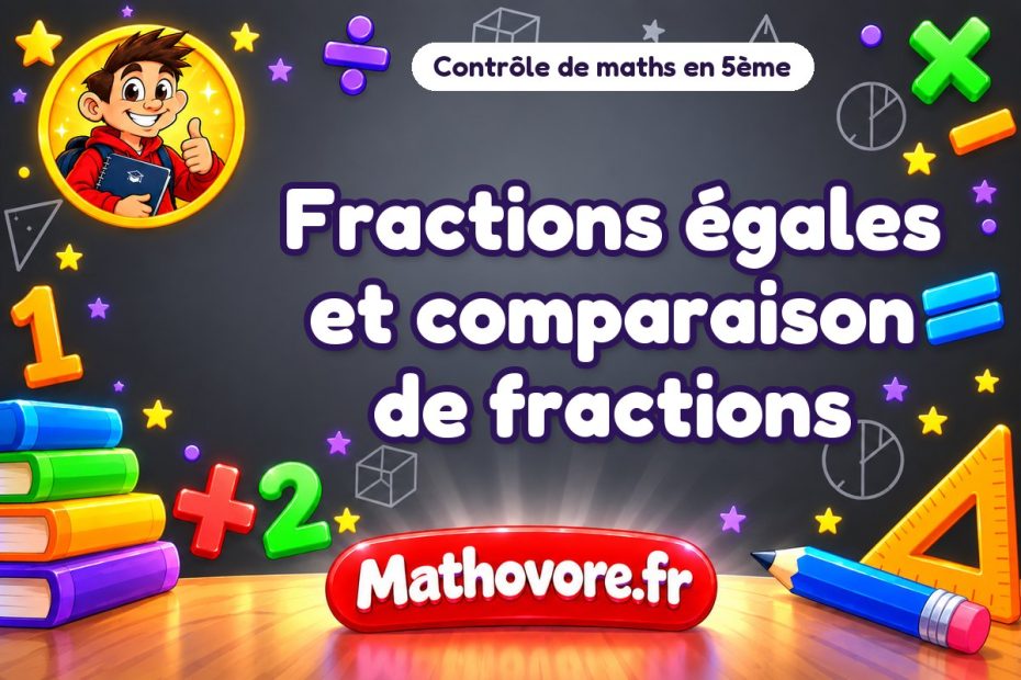 Contrôle de maths 5ème : fractions égales et comparaison de fractions