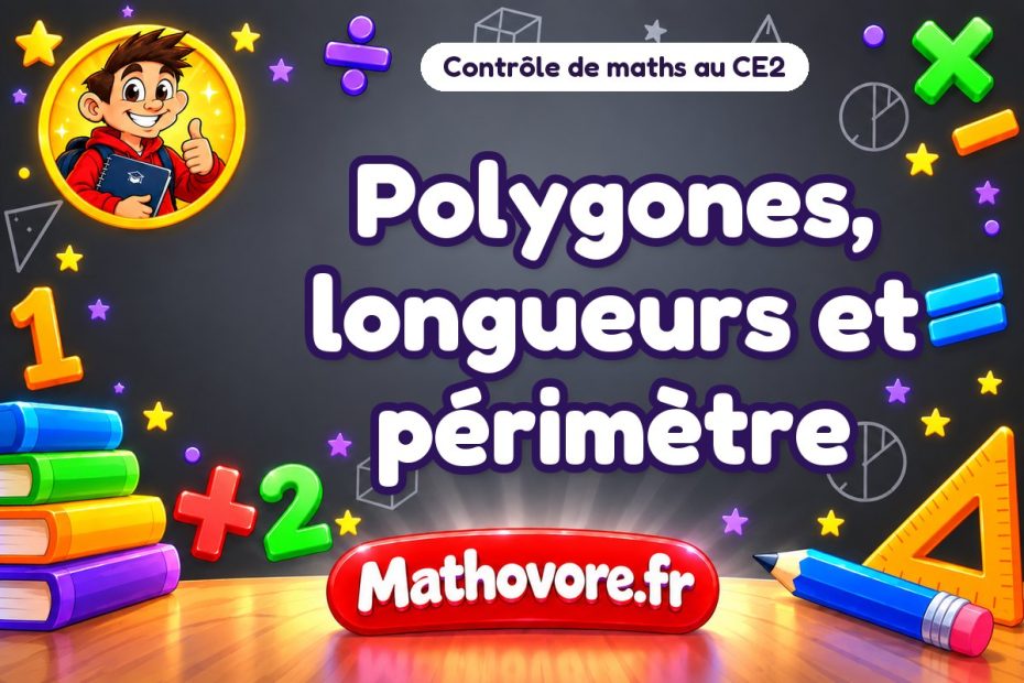 Contrôle de maths CE2 : polygones, longueurs et périmètre