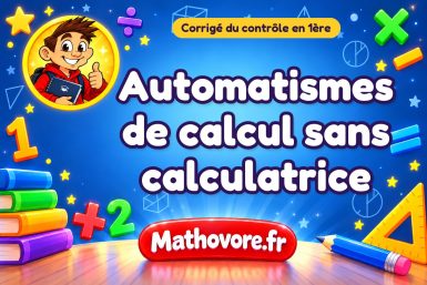 Corrigé du contrôle de maths 1ère : automatismes de calcul sans calculatrice
