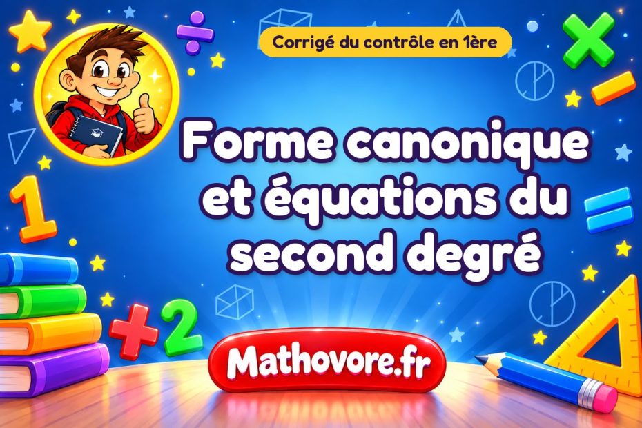 Corrigé du contrôle de maths 1ère : forme canonique et équations du second degré