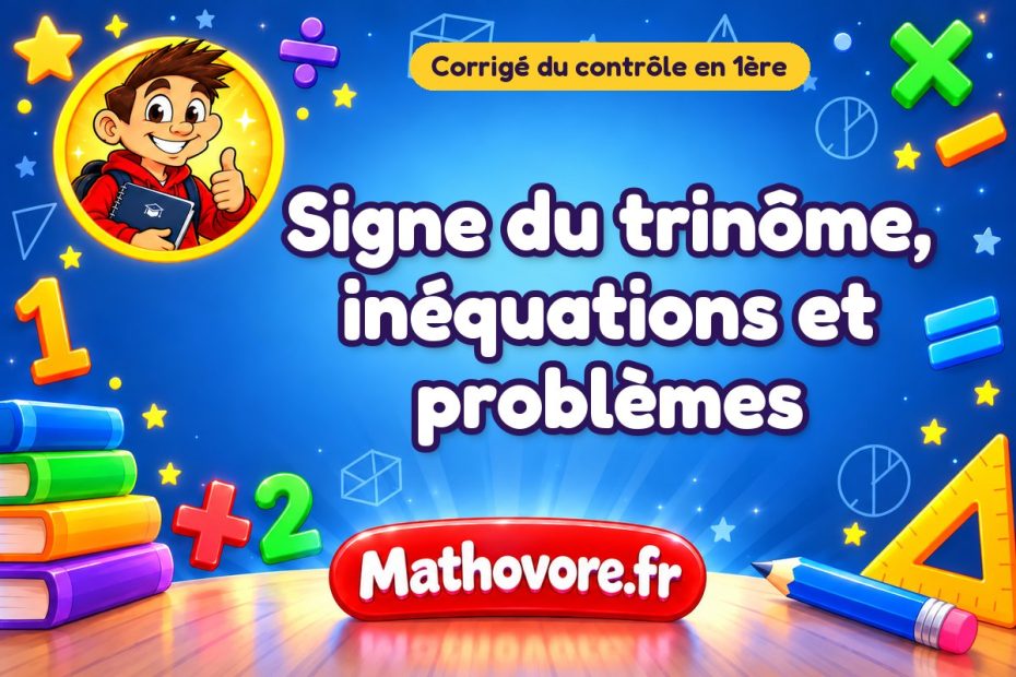 Corrigé du contrôle de maths 1ère : signe du trinôme, inéquations et problèmes
