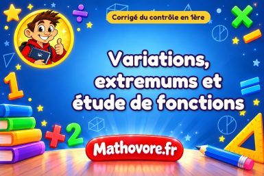 Corrigé du contrôle de maths 1ère : variations, extremums et étude de fonctions