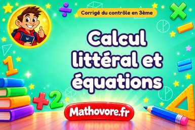 Corrigé du contrôle de maths 3ème : calcul littéral et équations