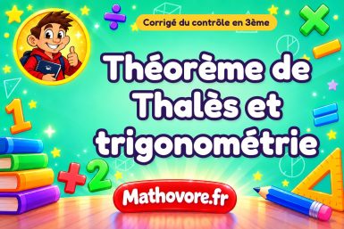 Corrigé du contrôle de maths 3ème : théorème de Thalès et trigonométrie