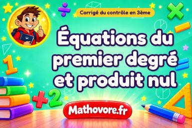 Corrigé du contrôle de maths 3ème : équations du premier degré et produit nul