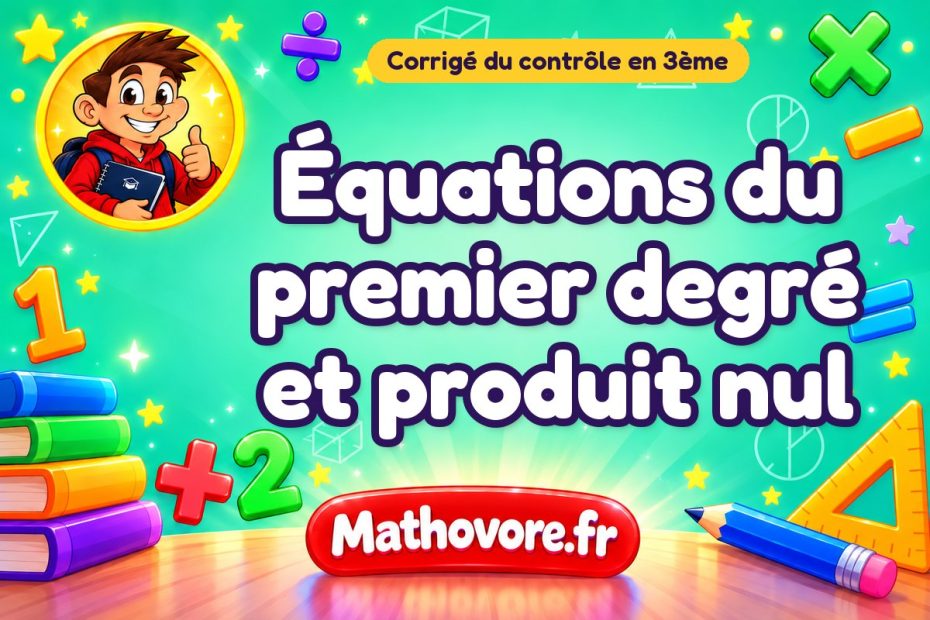Corrigé du contrôle de maths 3ème : équations du premier degré et produit nul