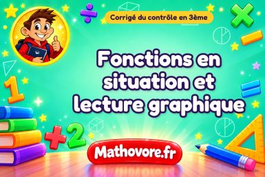 Corrigé du contrôle de maths 3ème : fonctions en situation et lecture graphique