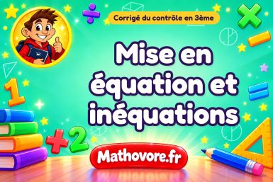 Corrigé du contrôle de maths 3ème : mise en équation et inéquations