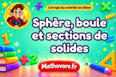 Corrigé du contrôle de maths 3ème : sphère, boule et sections de solides
