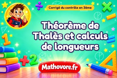 Corrigé du contrôle de maths 3ème : théorème de Thalès et calculs de longueurs