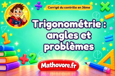 Corrigé du contrôle de maths 3ème : trigonométrie : angles et problèmes