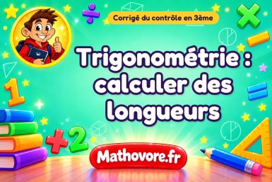 Corrigé du contrôle de maths 3ème : trigonométrie : calculer des longueurs