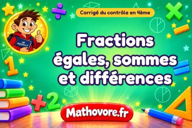 Corrigé du contrôle de maths 4ème : fractions égales, sommes et différences