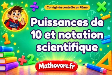 Corrigé du contrôle de maths 4ème : puissances de 10 et notation scientifique