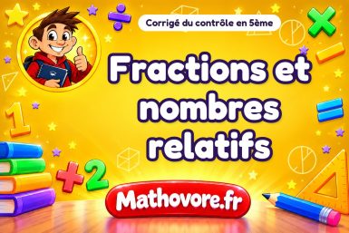 Corrigé du contrôle de maths 5ème : fractions et nombres relatifs