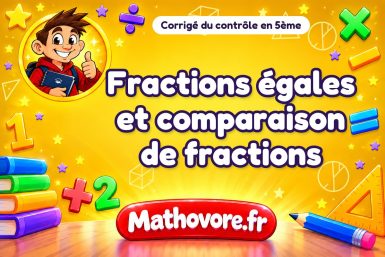 Corrigé du contrôle de maths 5ème : fractions égales et comparaison de fractions