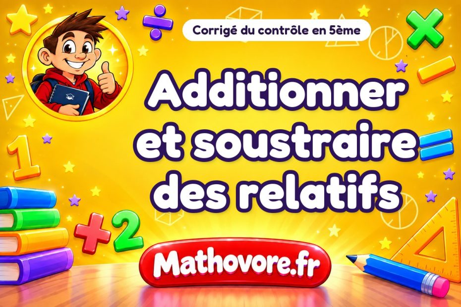 Corrigé du contrôle de maths 5ème : additionner et soustraire des relatifs