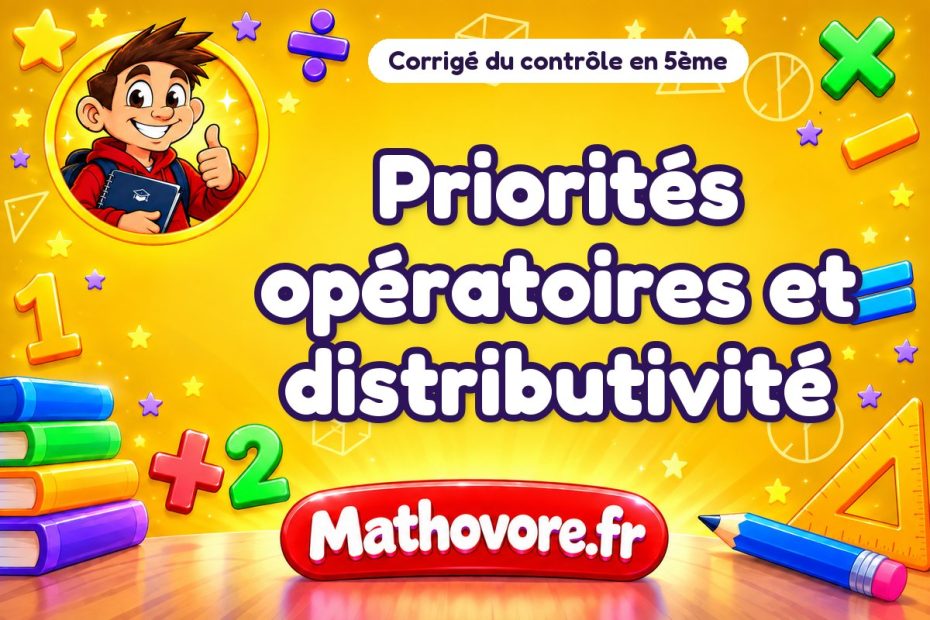 Corrigé du contrôle de maths 5ème : priorités opératoires et distributivité