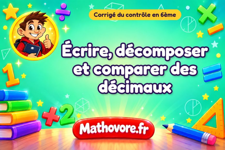 Corrigé du contrôle de maths 6ème : écrire, décomposer et comparer des décimaux