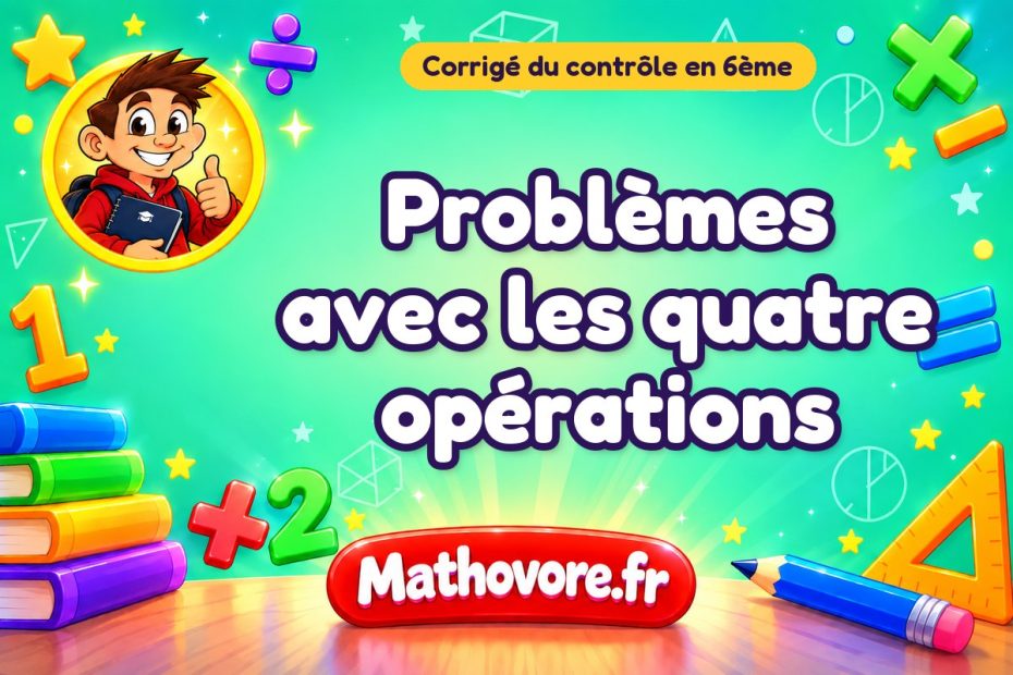 Corrigé du contrôle de maths 6ème : problèmes avec les quatre opérations