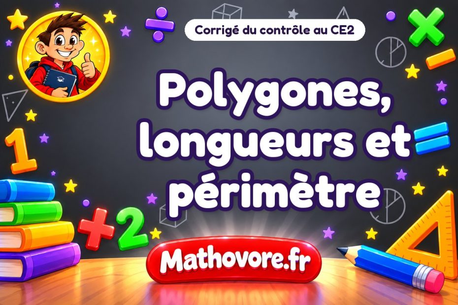 Corrigé du contrôle de maths CE2 : polygones, longueurs et périmètre