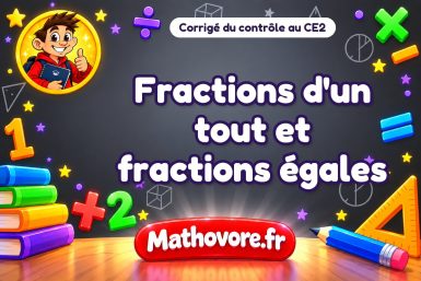 Corrigé du contrôle de maths CE2 : fractions d'un tout et fractions égales
