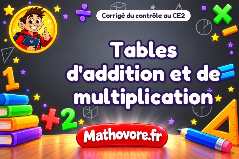Corrigé du contrôle de maths CE2 : tables d'addition et de multiplication