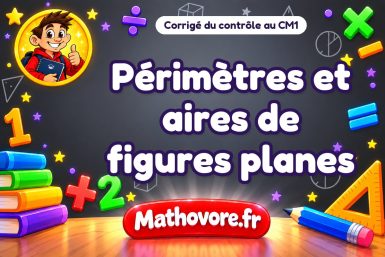 Corrigé du contrôle de maths CM1 : périmètres et aires de figures planes