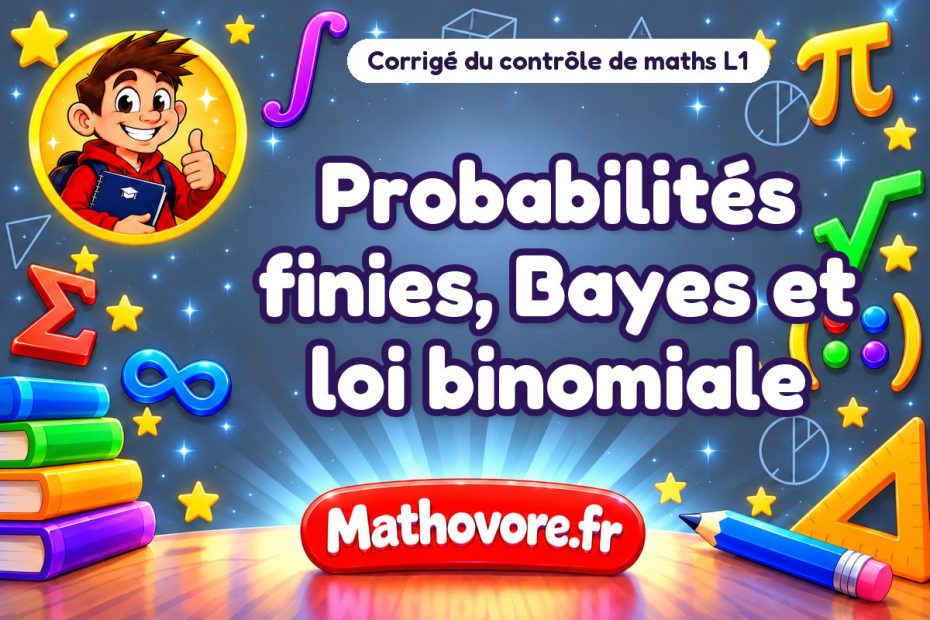 Corrigé du contrôle de maths L1 : probabilités finies, Bayes et loi binomiale