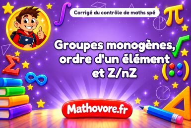 Corrigé du contrôle de maths spé : groupes monogènes, ordre d'un élément et Z/nZ