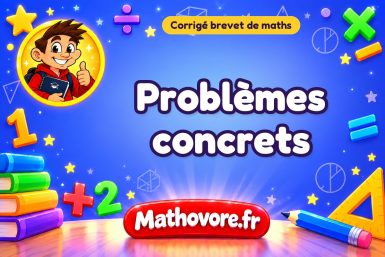 Corrigé brevet de maths : Problèmes concrets, exercices des annales