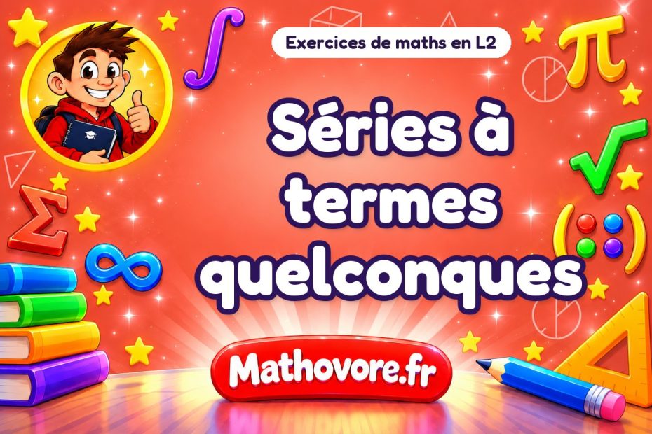 Séries à termes quelconques : exercices de maths en L2 corrigés en PDF