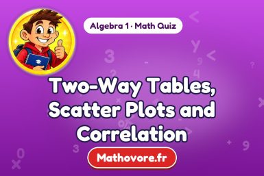Two-Way Tables, Scatter Plots and Correlation – Algebra 1 math quiz
