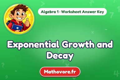 Exponential Growth and Decay – Algebra 1 math worksheet answer key